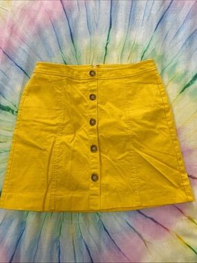 LOFT Bright Yellow Button-Front A-Line Skirt
